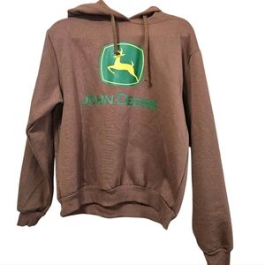 John Deere Brown Sweatshirt with Green and Yellow Logo Hoodie Youth Sz XS NEW